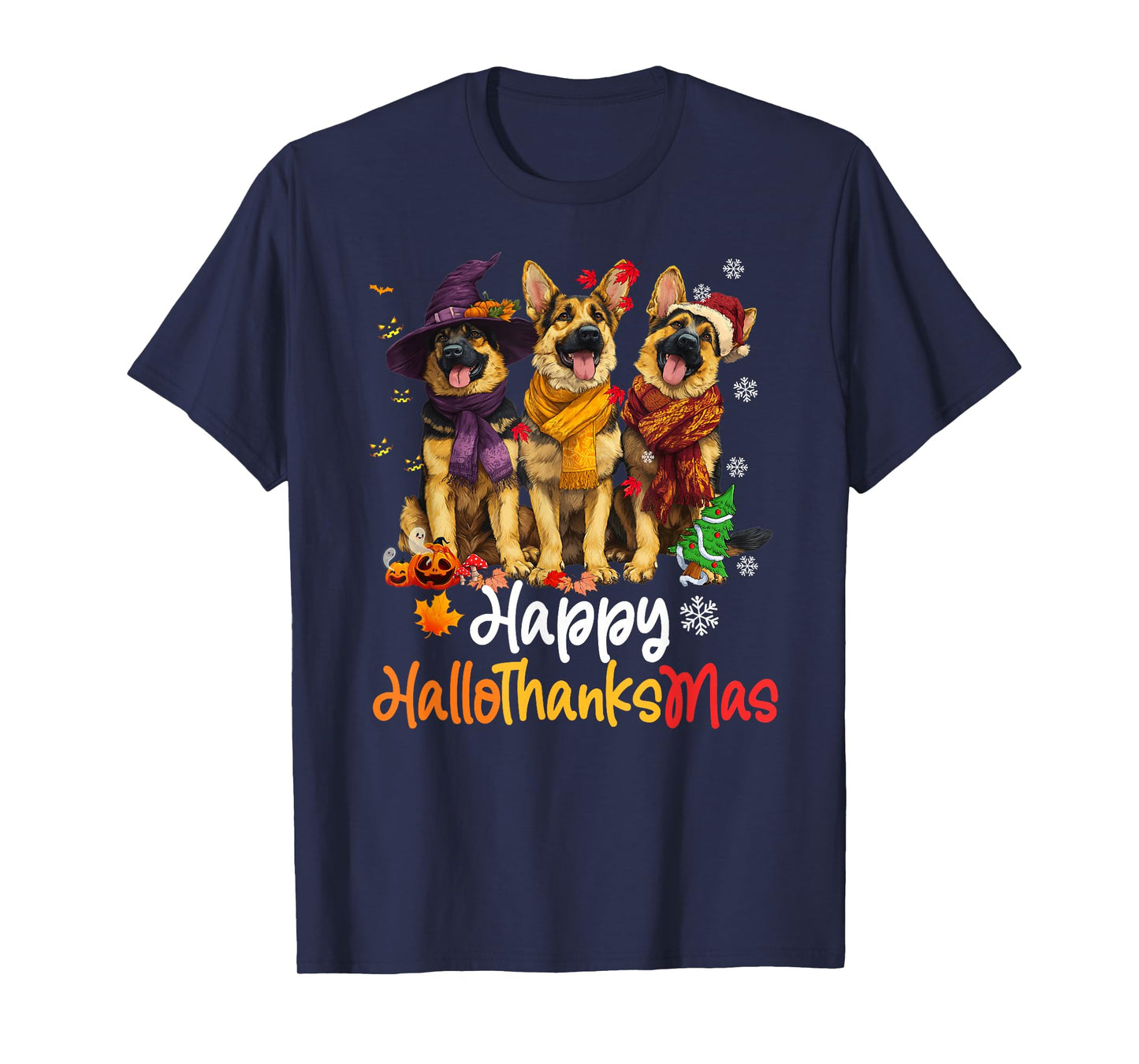 Halloween Thanksgiving Christmas German Shepherd Dog T-Shirt
