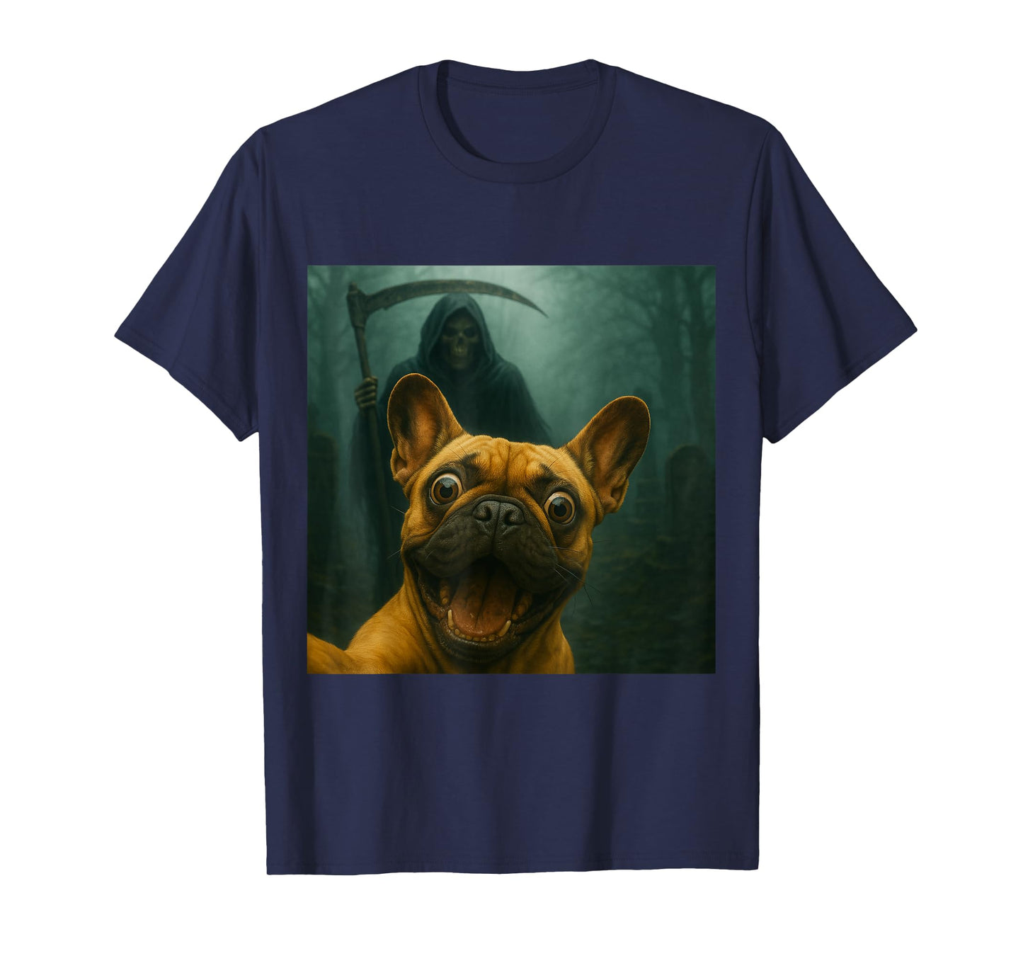 Frenchie Grim Reaper Funny Dog T-Shirt