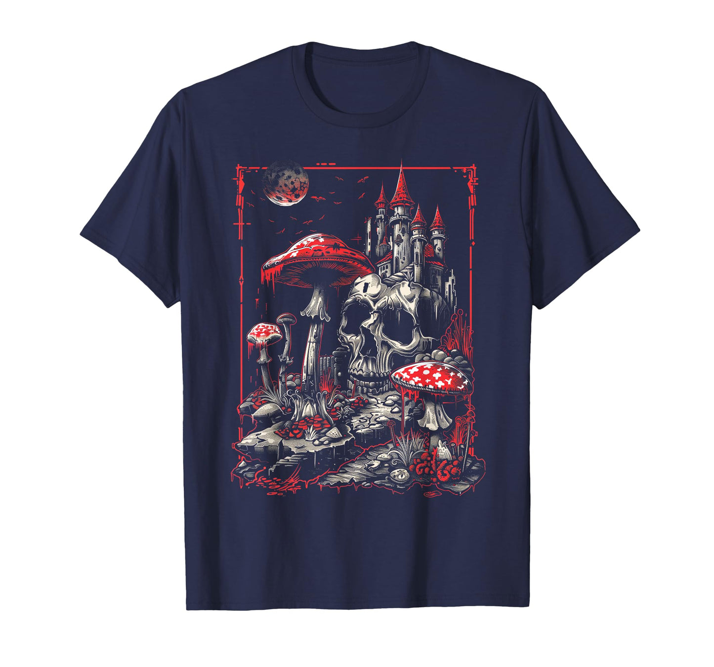 Goth Gothic Skull Mushroom Witch Mystic Night T-Shirt
