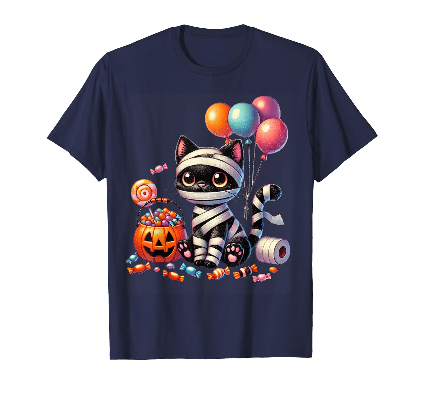 Cute Halloween Black Cat Pumpkin Trick or Treat Girls Women T-Shirt