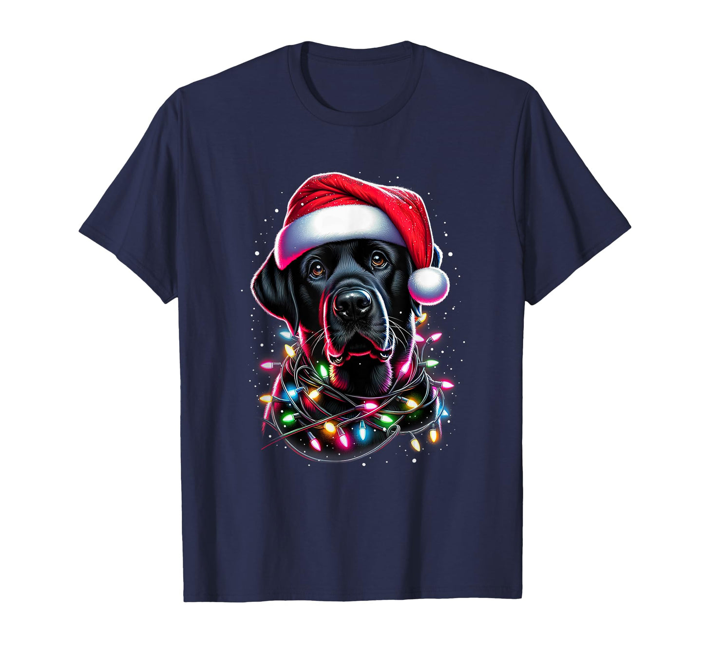 Black Lab Labrador Christmas Tree Light Pajama Dog Xmas T-Shirt