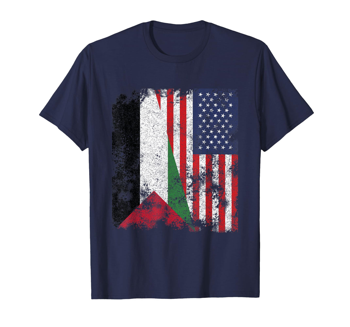 Palestine USA Flag Distressed - Half American T-Shirt