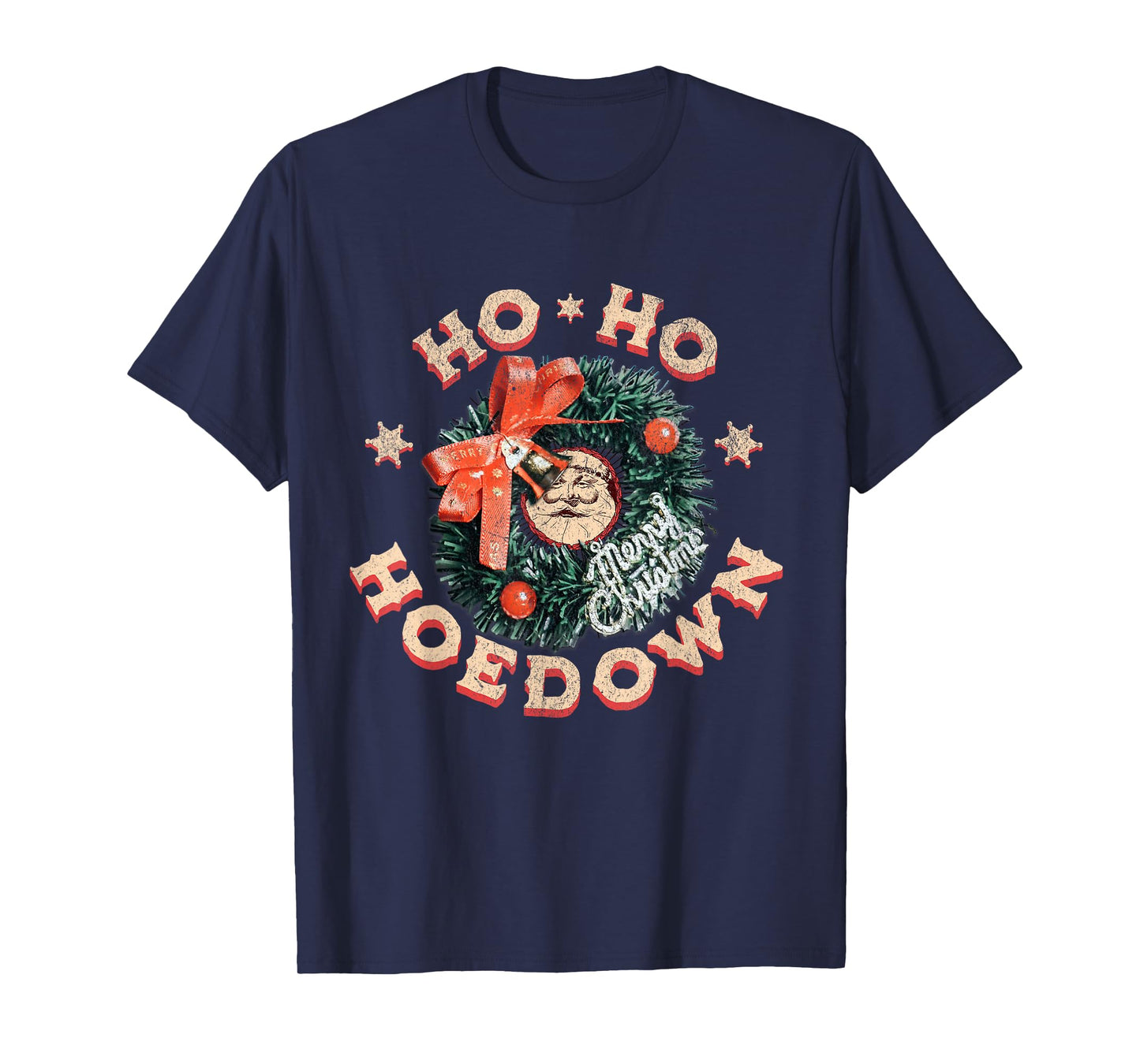 Ho Ho Hoedown Santa Jingle Bells Vintage Western Christmas T-Shirt