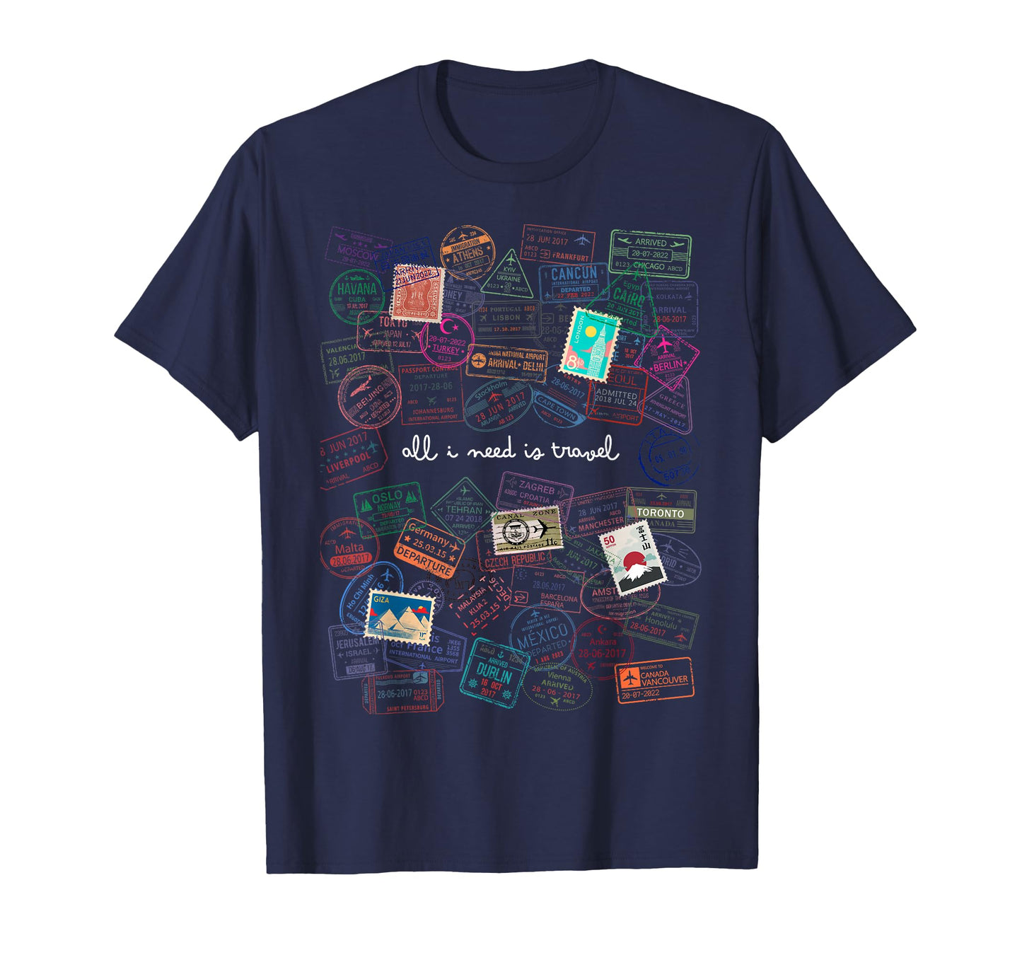 Travellers Passport Stamps Travel I Need Travel T-Shirt