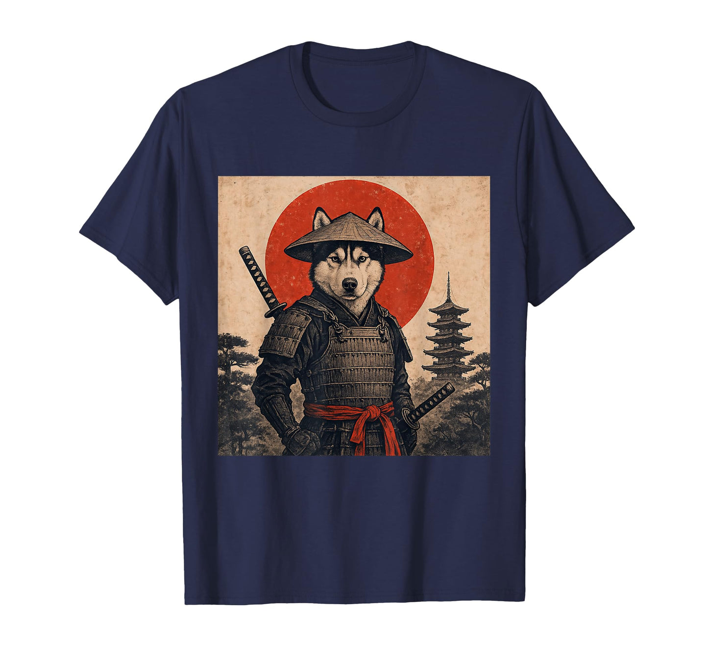 Husky Samurai Warrior Vintage Japanese Ukiyo-e Dog Lover T-Shirt