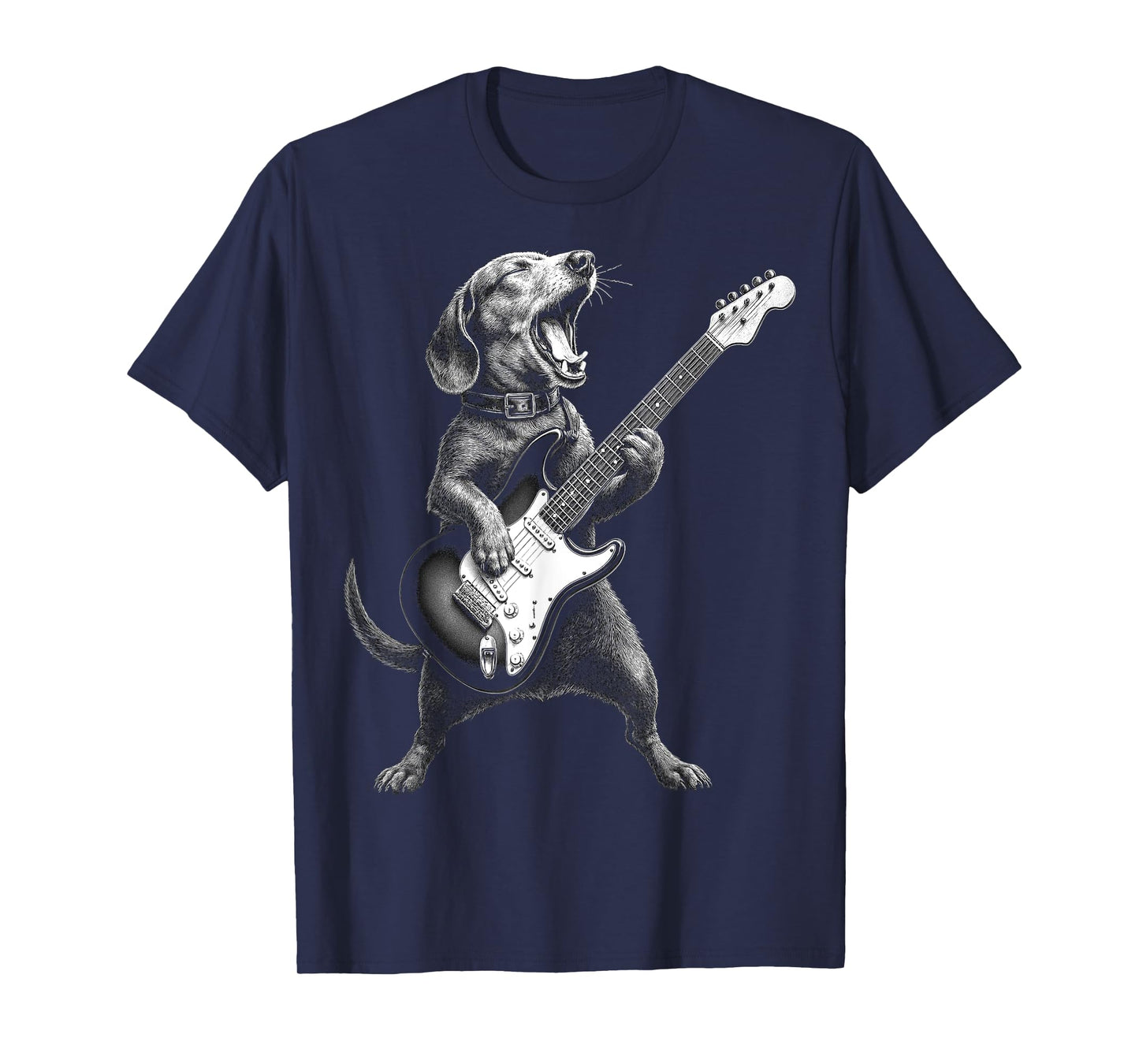 Dachshund Playing Guitar Rock Star Rock & Roll Men Women Kid T-Shirt