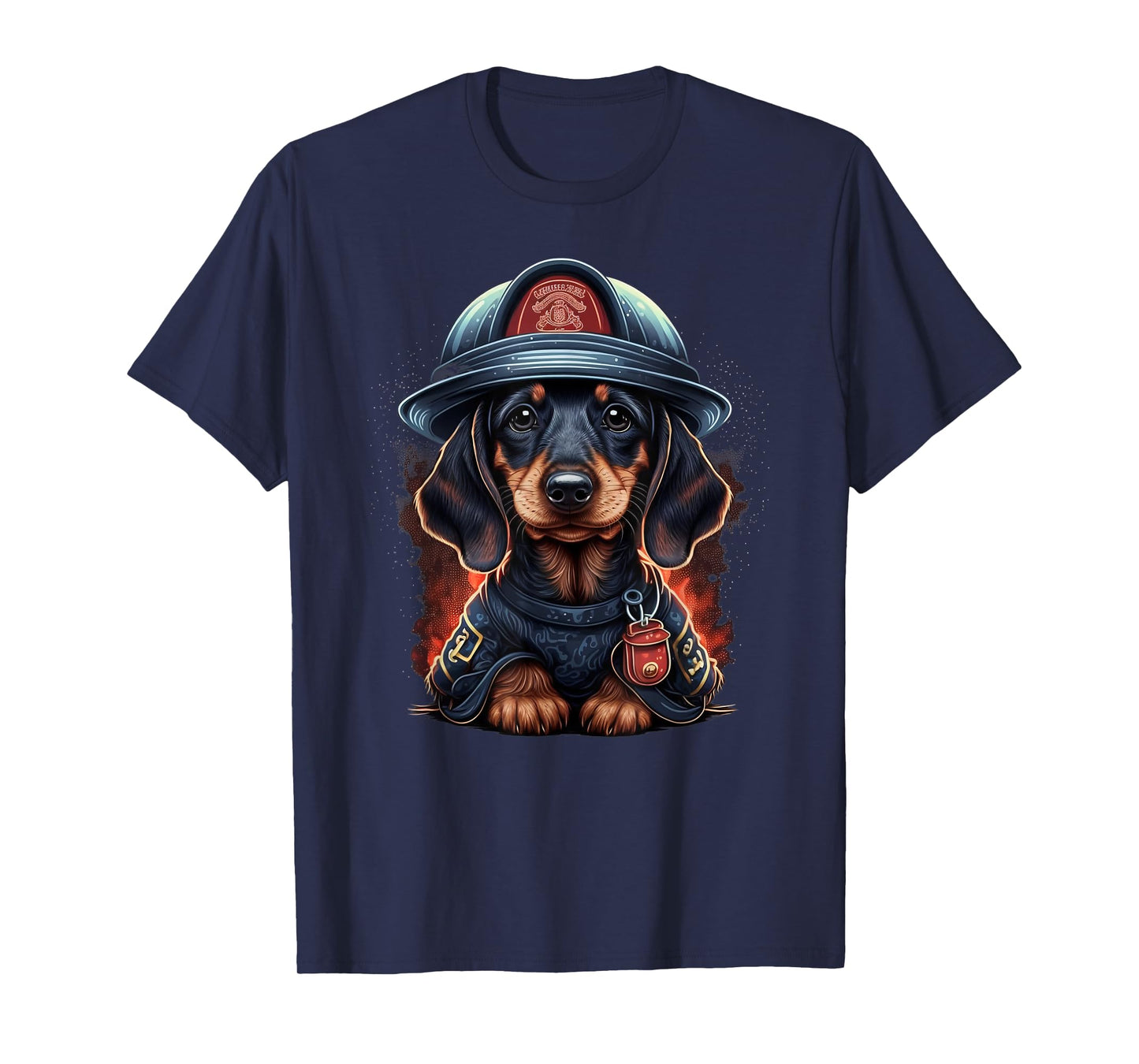 Dachshund Fireman on Firefighter Dachshund T-Shirt