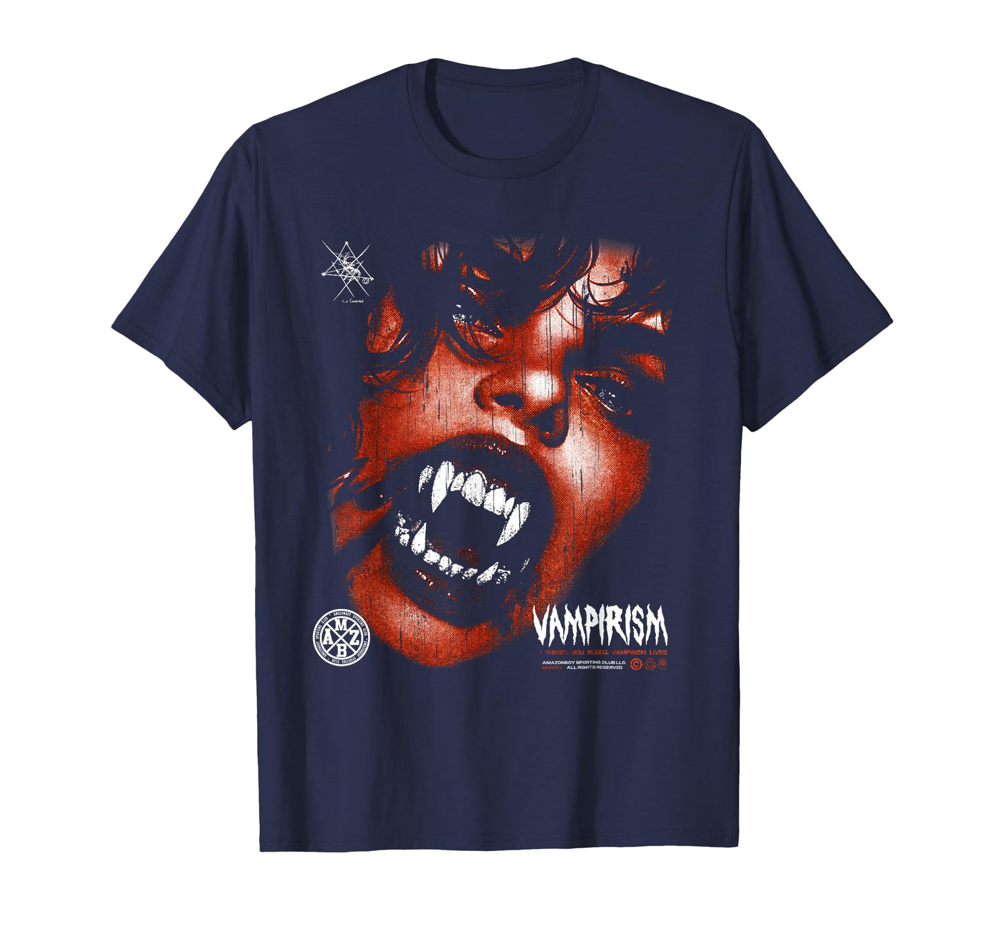 Dark Gothic Black and Red Vampire Emo Y2K Grunge Streetwear T-Shirt