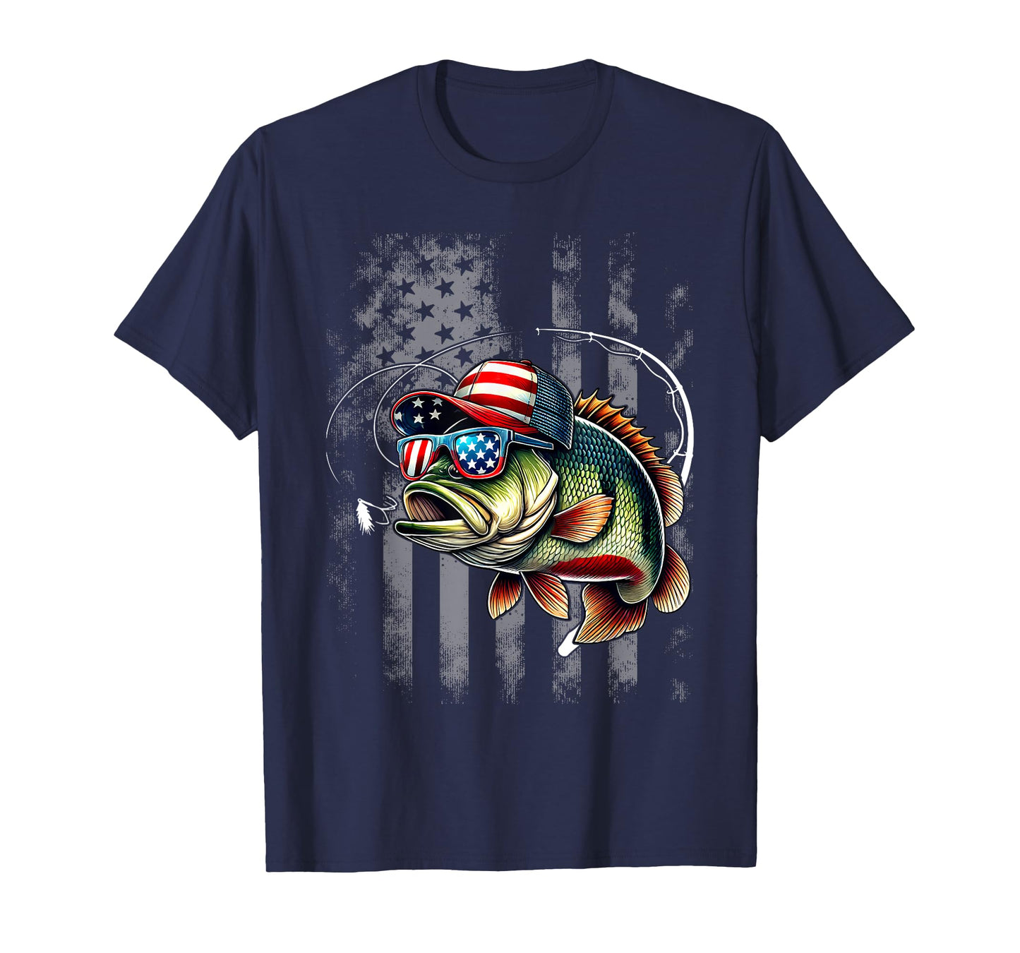 Funny Fishing & Fisherman American Flag T-Shirt