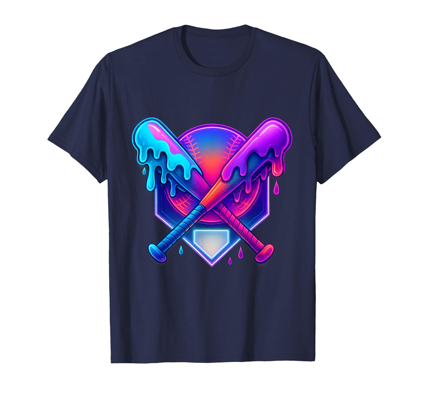 Baseball Drip for Boys Home Plate Ice Cream Drip Youth Sport T-Shirt