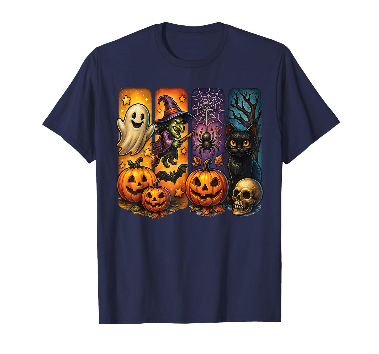 Spooky Retro Ghost Witch Funny Halloween Boys Kids Toddlers T-Shirt