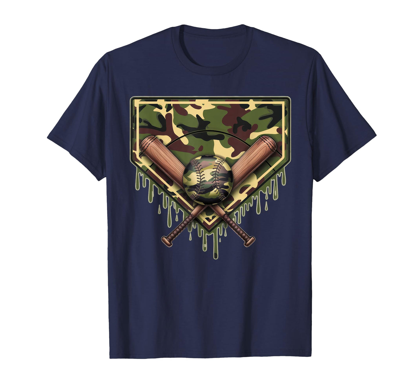 Baseball Home Plate Drip Baseball Ice Cream Camo Matching T-Shirt