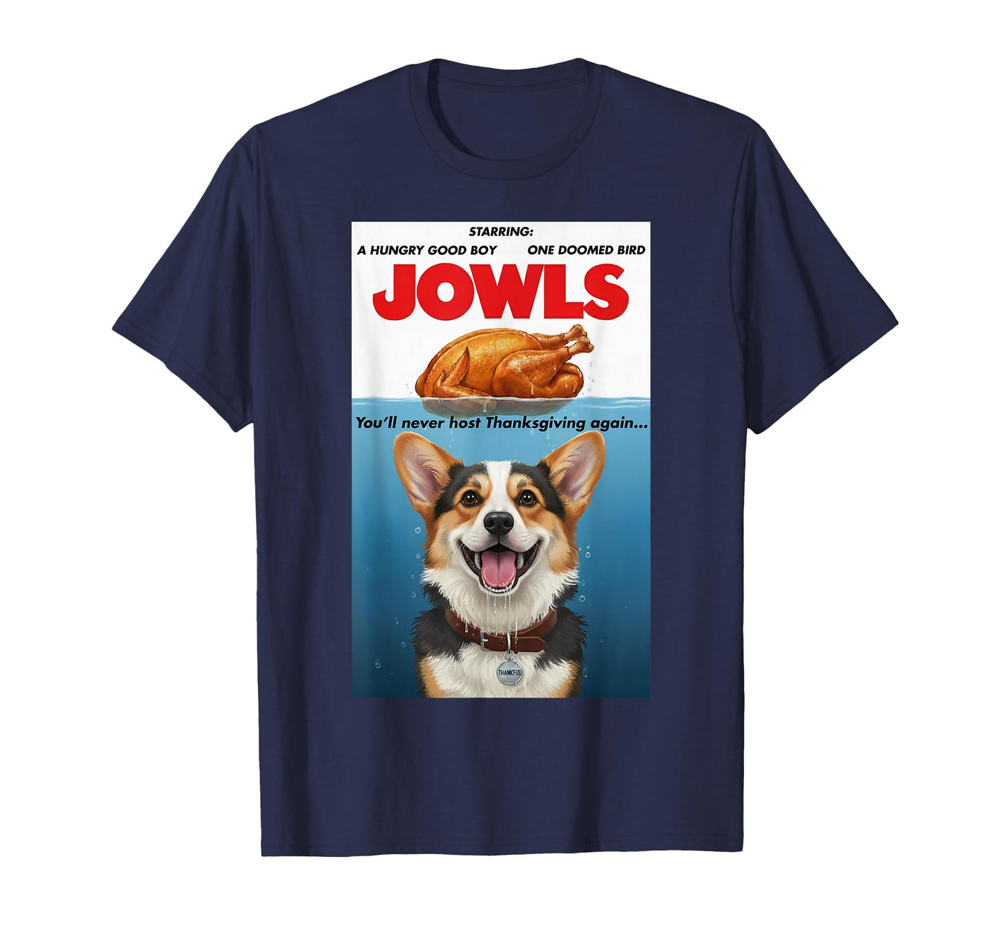 Funny Jowls Thanksgiving Corgi and Turkey T-Shirt