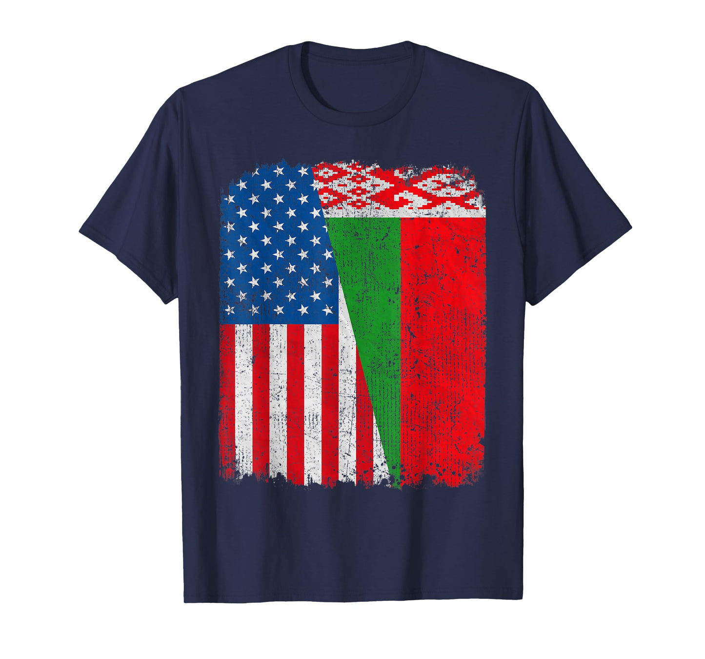 Belarusian American Flag Half USA Belarus Root Proud T-Shirt for Women Kids Men