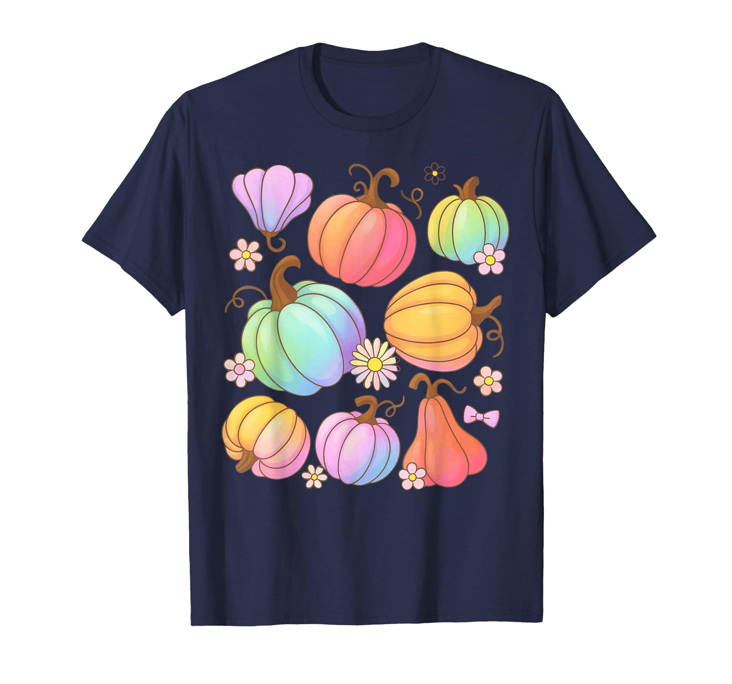 Preppy Pumpkin Thanksgiving Vintage Boho Floral Fall Vibes T-Shirt