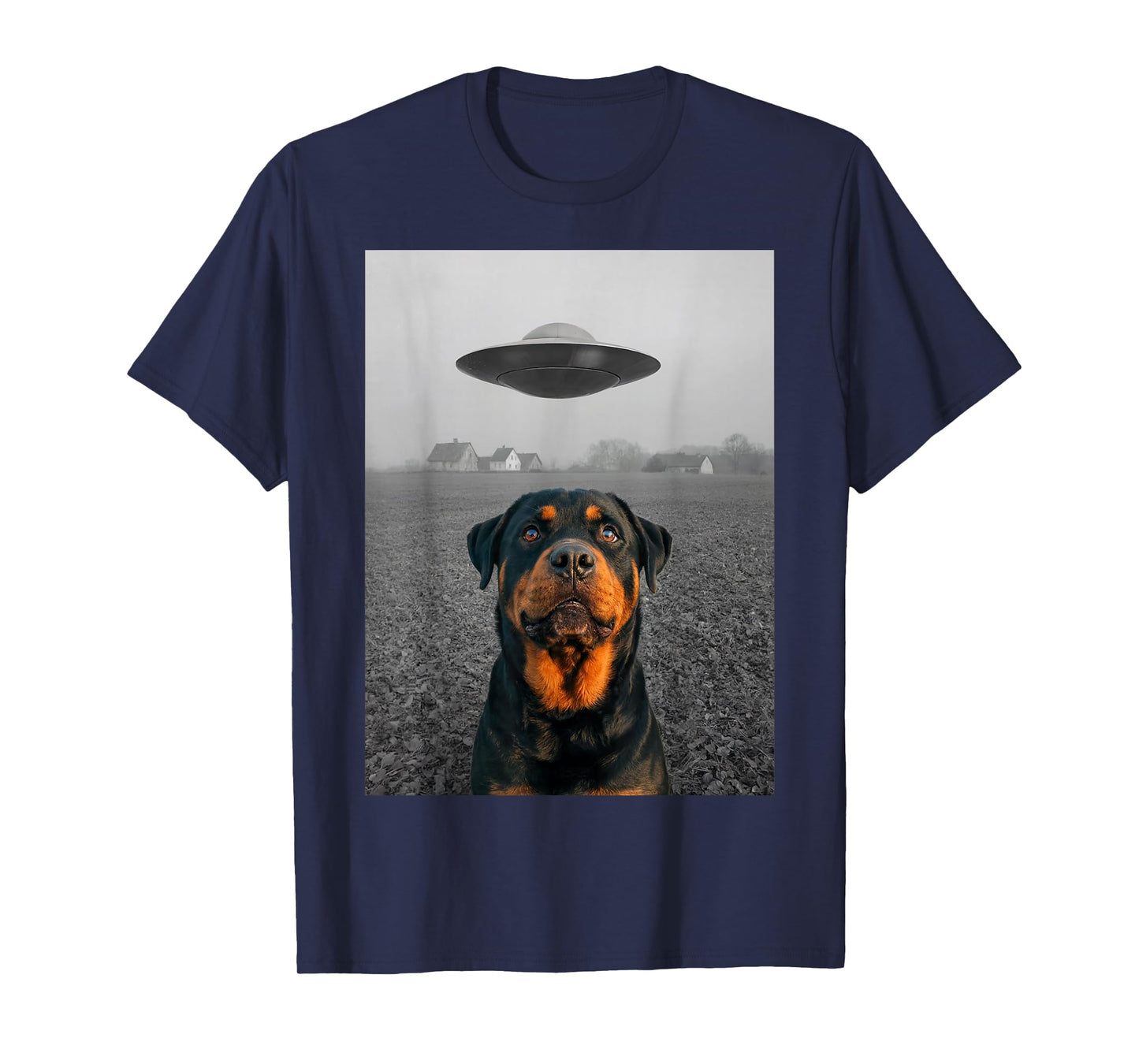 Funny Rottweiler UFO Alien Meme Artwork T-Shirt
