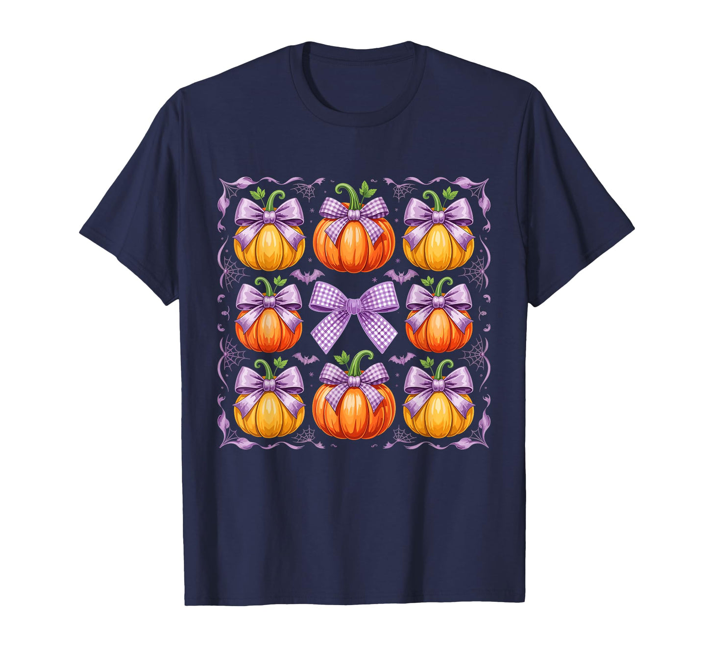 Coquette Bow Pumpkins For Halloween Autumn Vibes T-Shirt