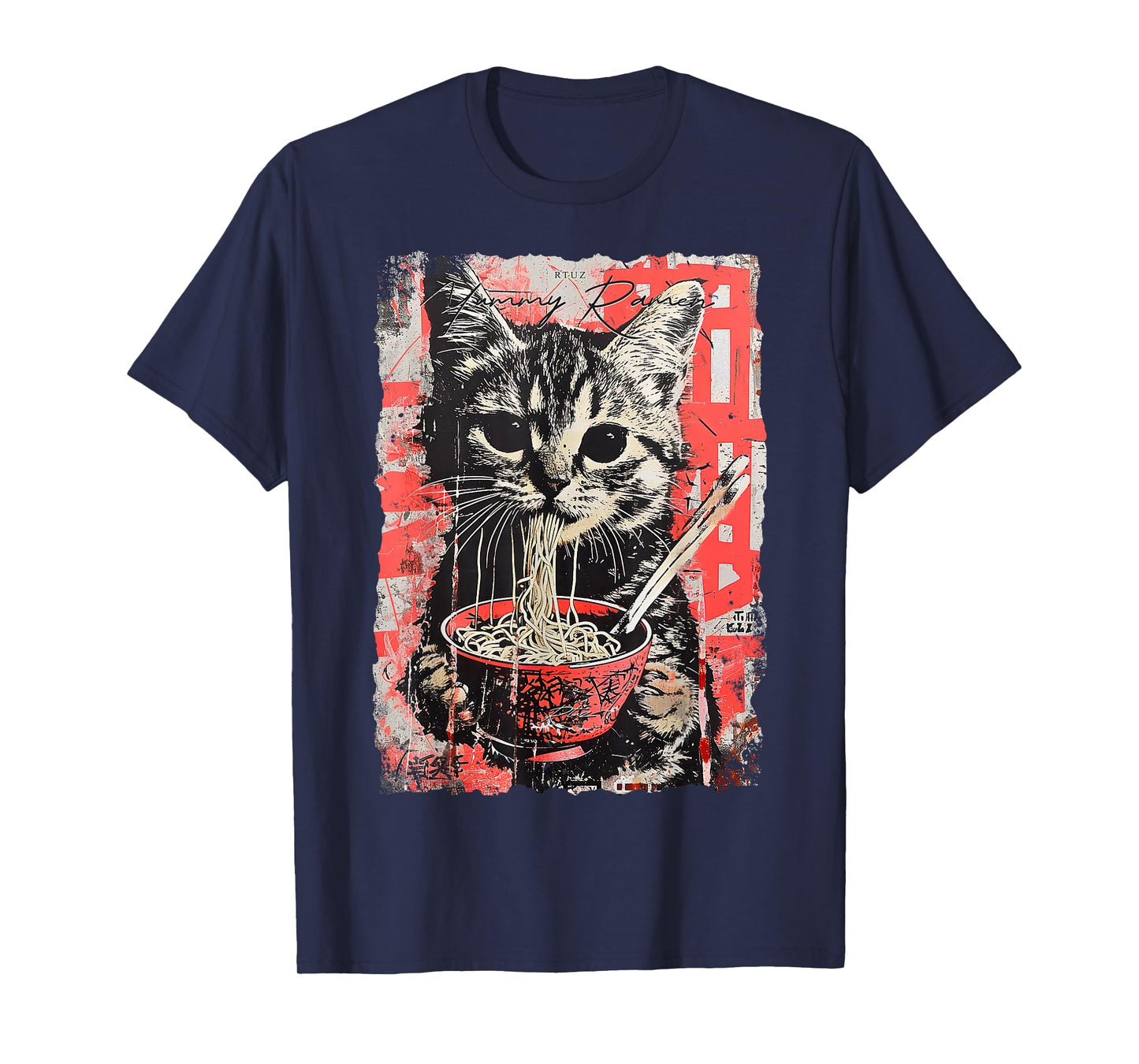 Ramen Noodles Cat Japan Y2K Kawaii Retro Cats Manga Anime T-Shirt