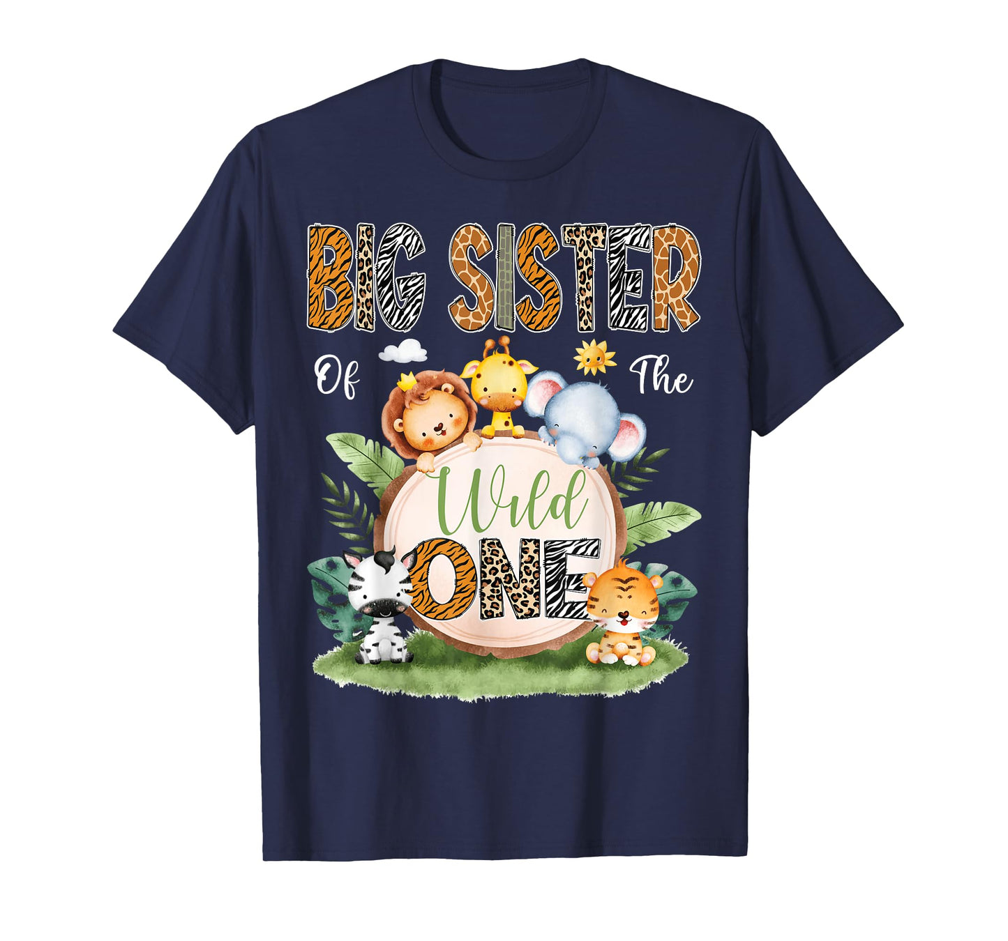Big Sister Of The Wild One 1St Birthday Kids Safari Jungle T-Shirt