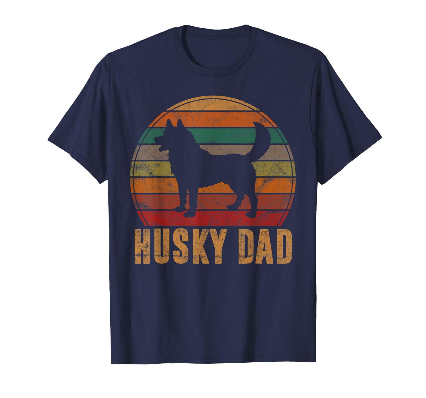 Retro Husky Dad Gift Dog Owner Pet Siberian Huskies Father T-Shirt