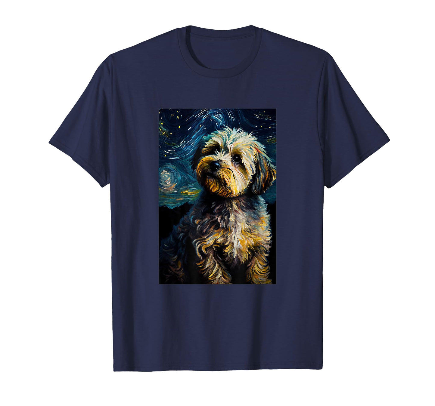 Yorkiepoo in Starry Night Painting Dog Mom Dad Men Women Kids T-Shirt
