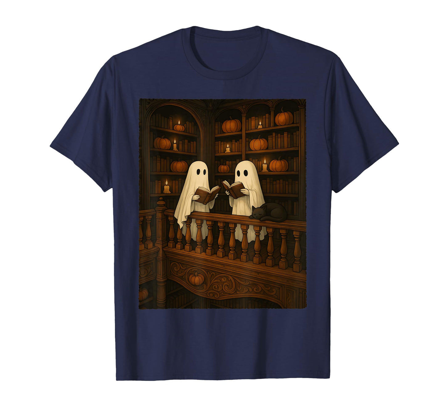 Two Ghost Reading Books Teacher Halloween Men Women Kid T-Shirt