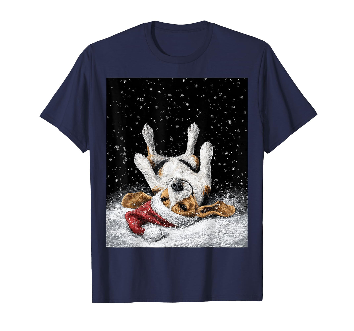 Christmas Beagle Black T-Shirt