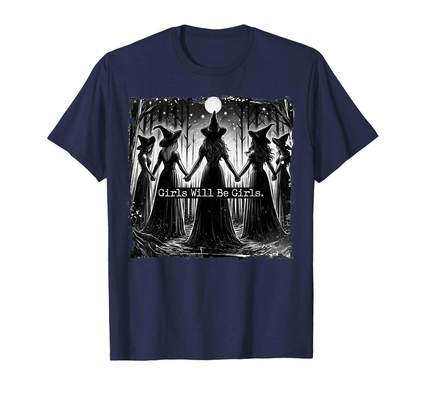 Retro Girl Will Be Girl Women Witches Halloween Costume T-Shirt