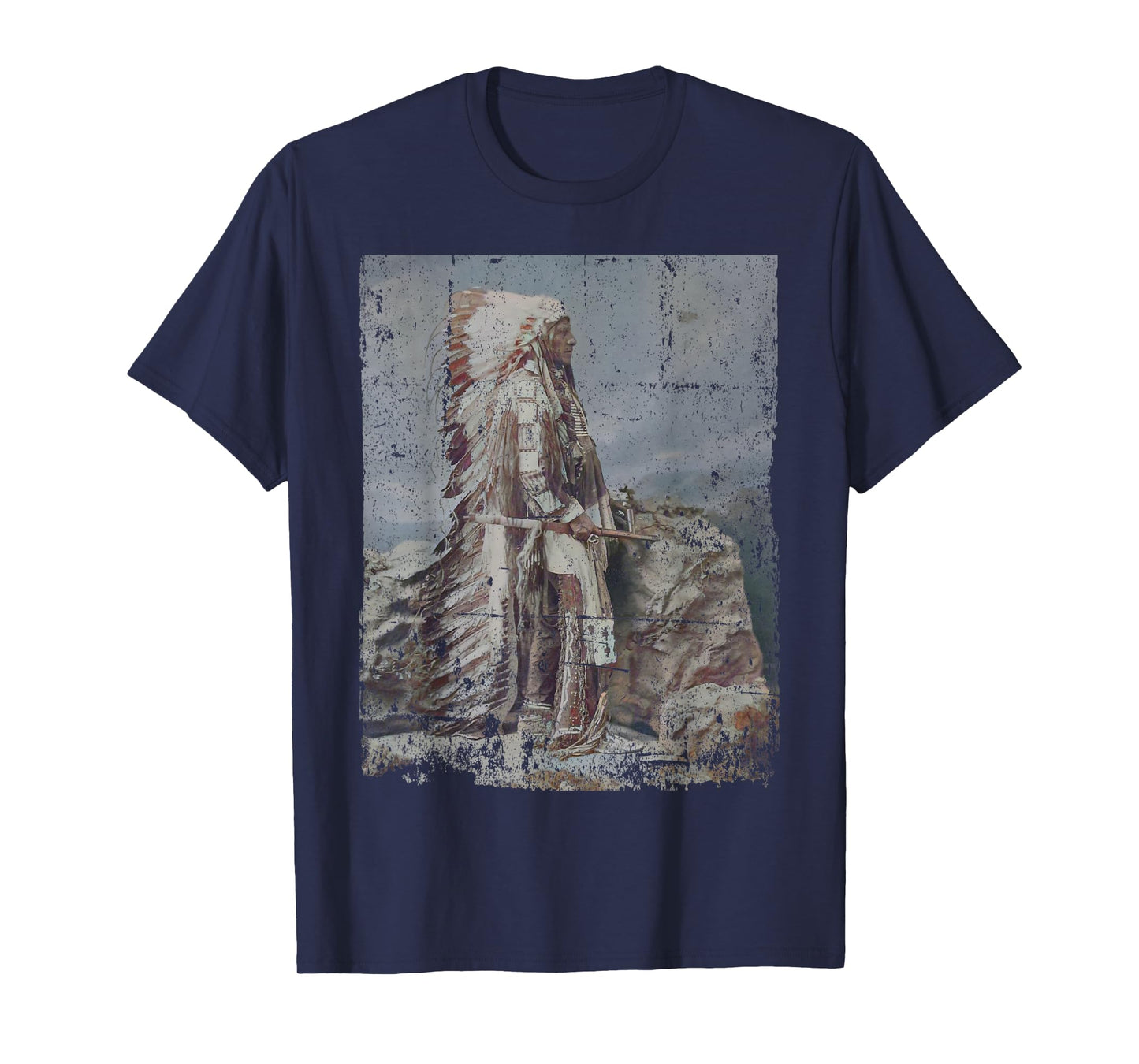 Chief Head Native American Indians Warbonnets Headdress Art T-Shirt