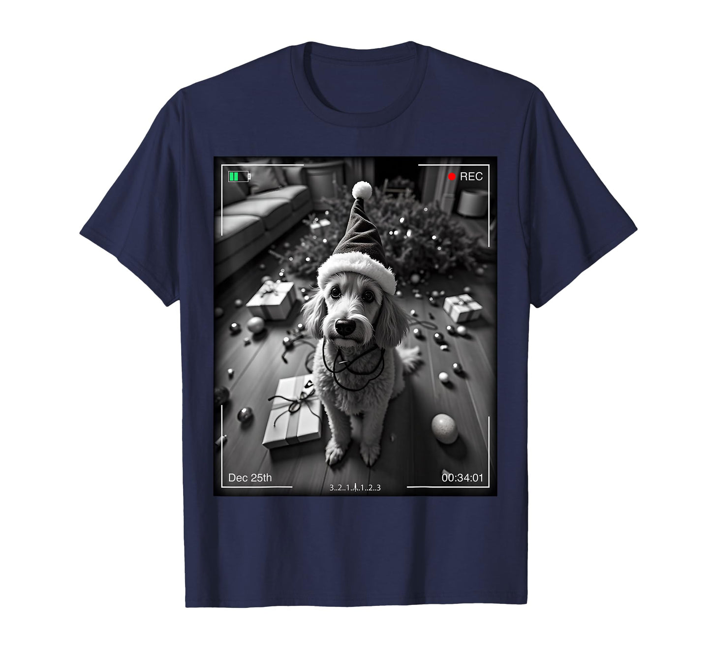 Christmas Poodle Caught On Camera T-Shirt