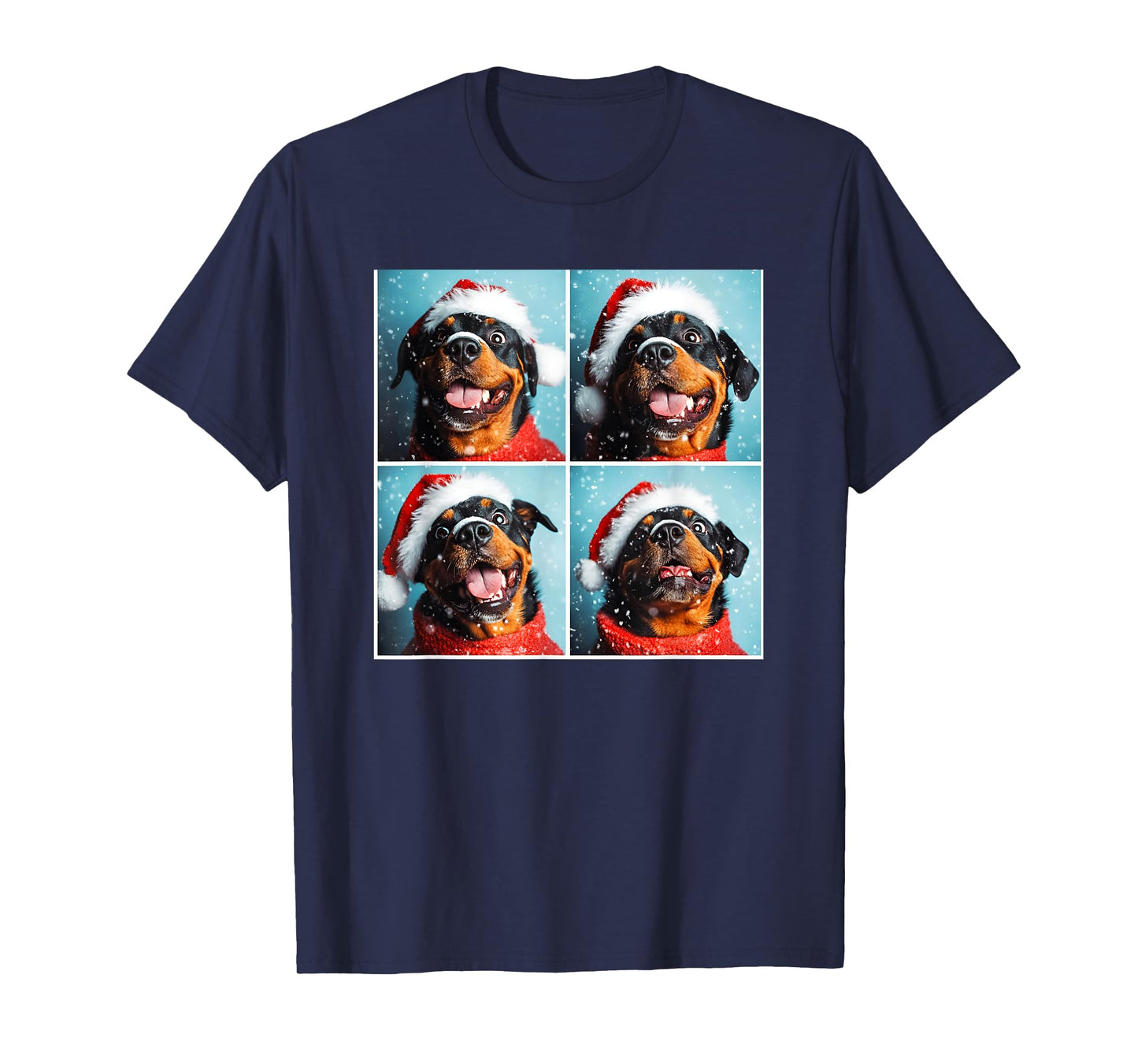 Rottweiler With Santa Hat Snowy Christmas Rottie T-Shirt
