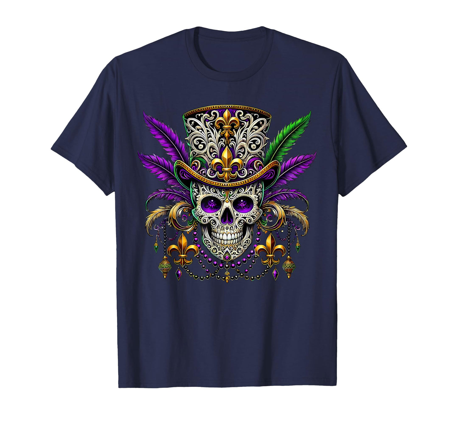 Mardi Gras Costume Sugar Skull Carnival Halloween Witch Men T-Shirt