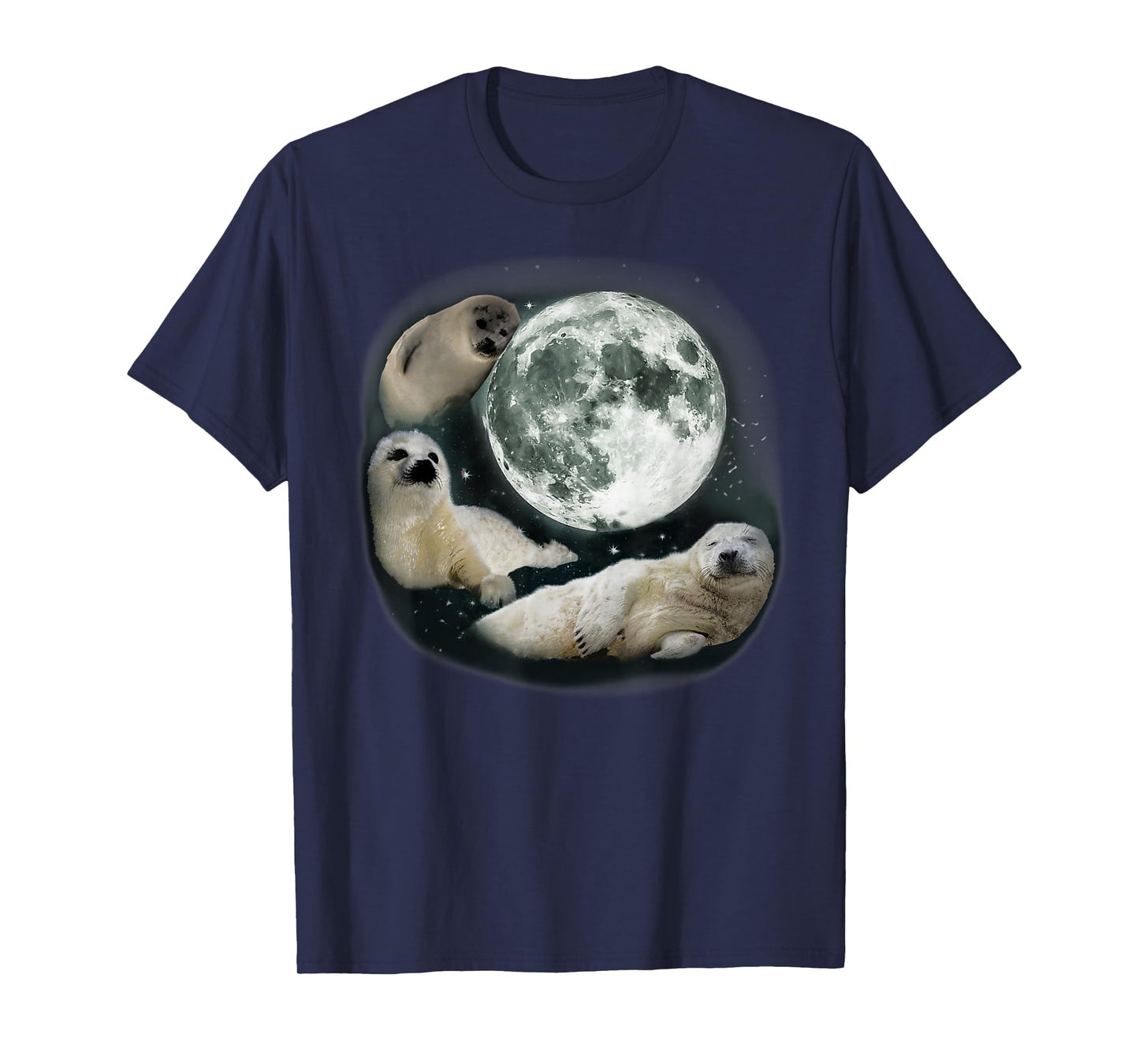 Three Sea Dog Howling At Moon Cute Sea Dog Ocean Animal T-Shirt