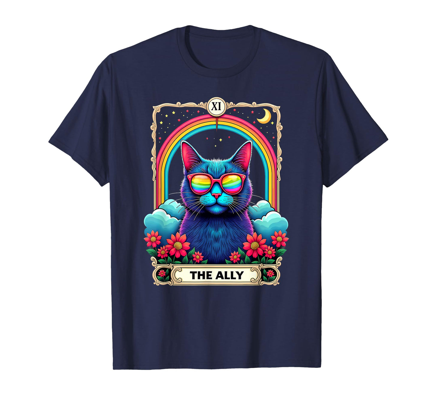 LGBTQ Gay Lesbian Pride Ally Cat Tarot Card T-Shirt