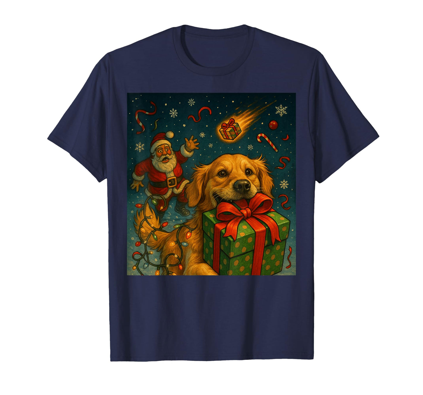 Christmas Golden Retriever Shirt - Funny Dog Selfie & Santa T-Shirt