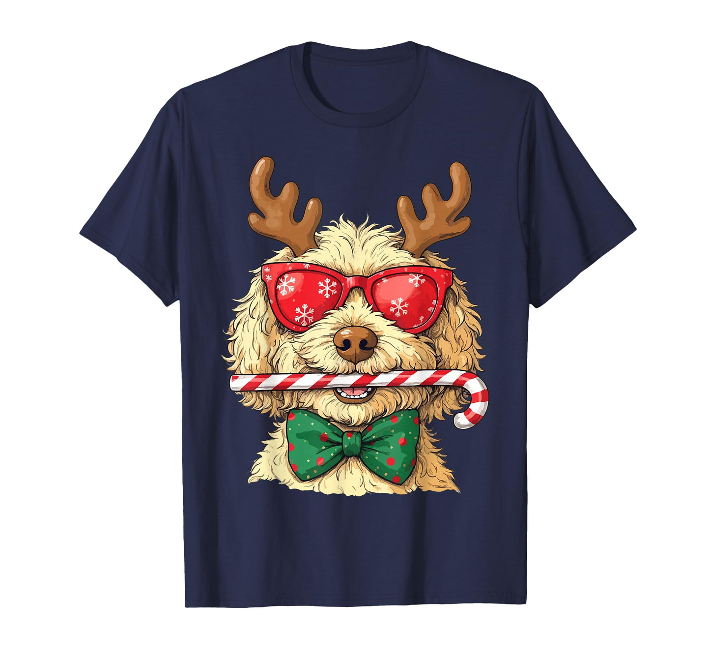 Cute Goldendoodle Dogs Christmas Lights Golden Doodle Dog PJ T-Shirt