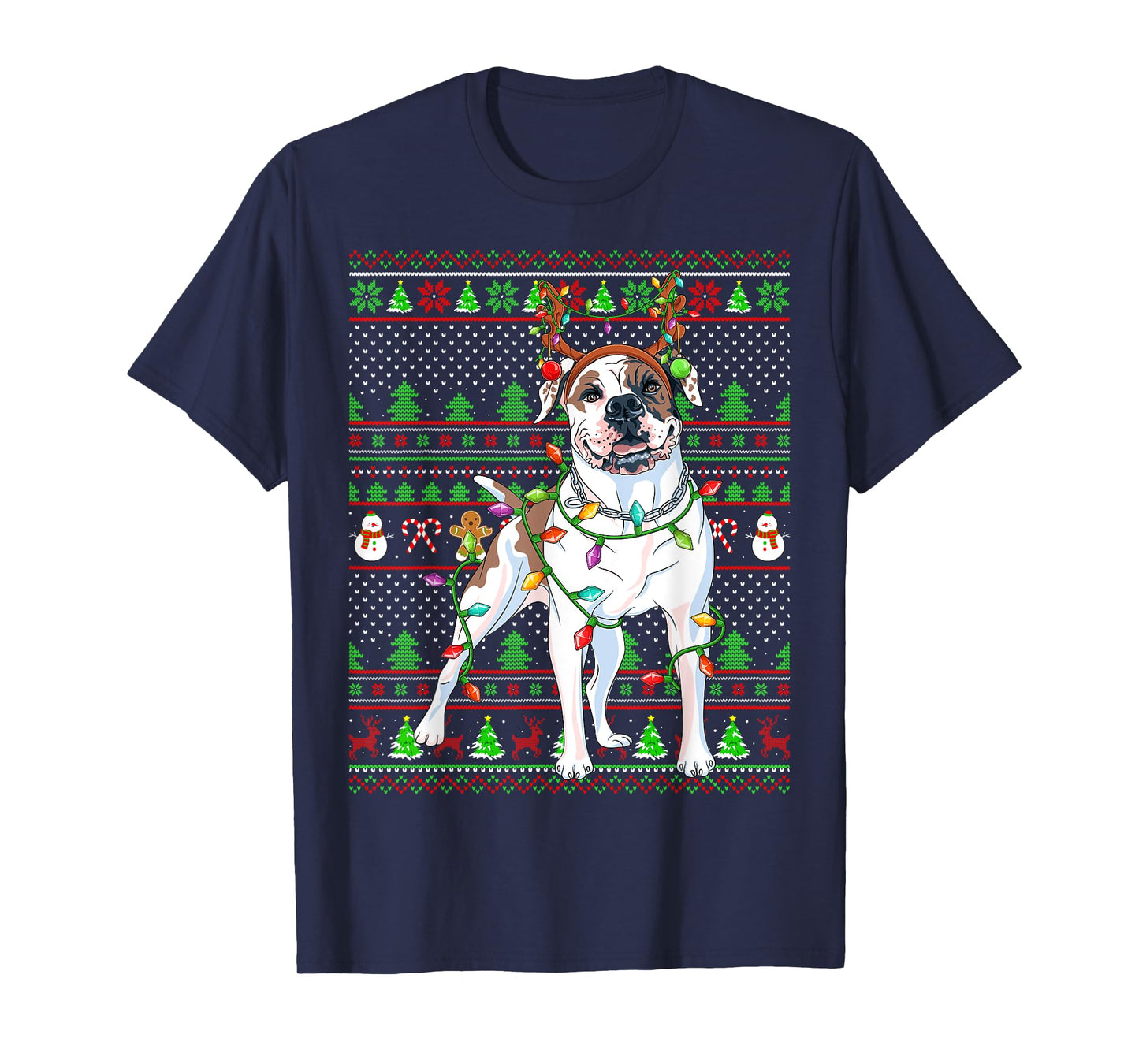 Family Matching Reindeer Ugly American Bulldog Christmas T-Shirt
