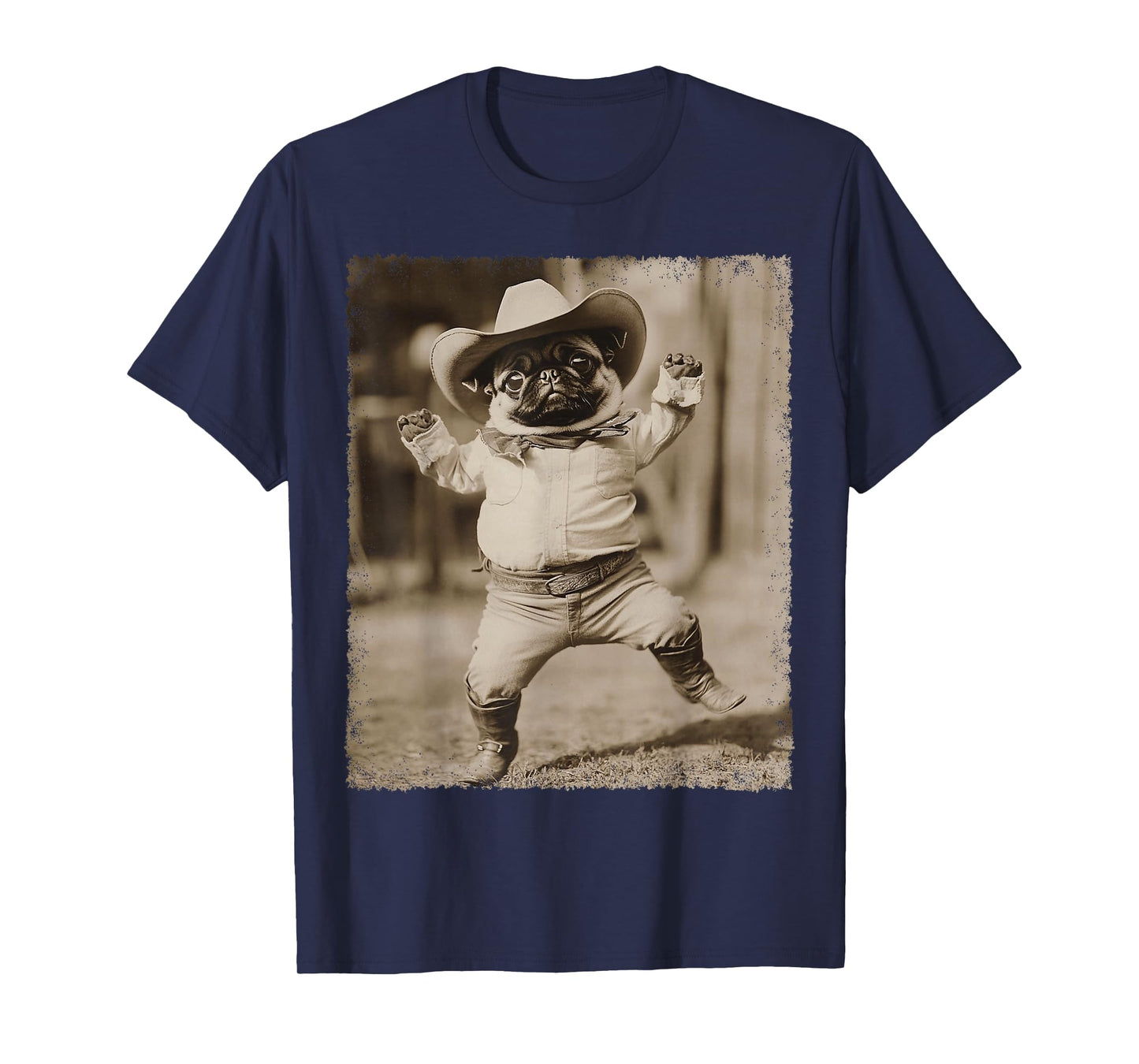 Pug Cute Dog Silly Cowboy T-Shirt
