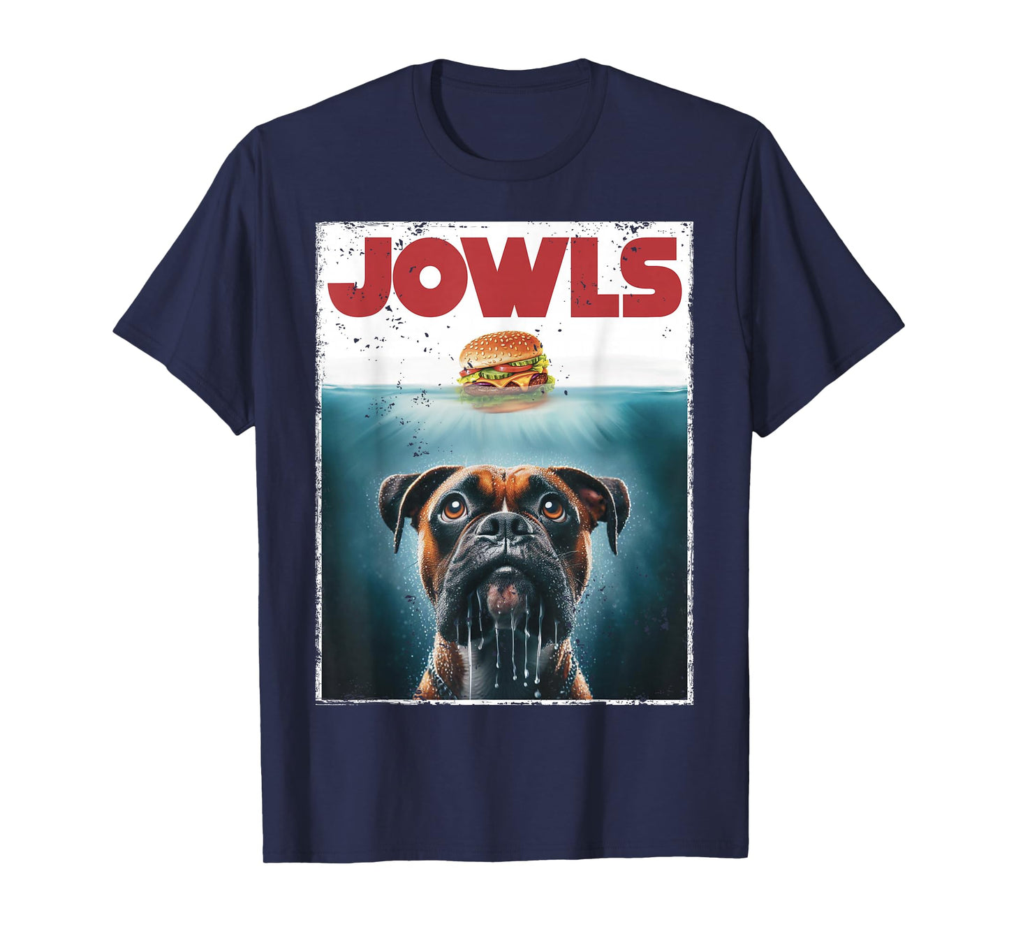 Funny Drooling Boxer, Jowls, Fawn, Dog Mom, Dog Dad, Burger T-Shirt