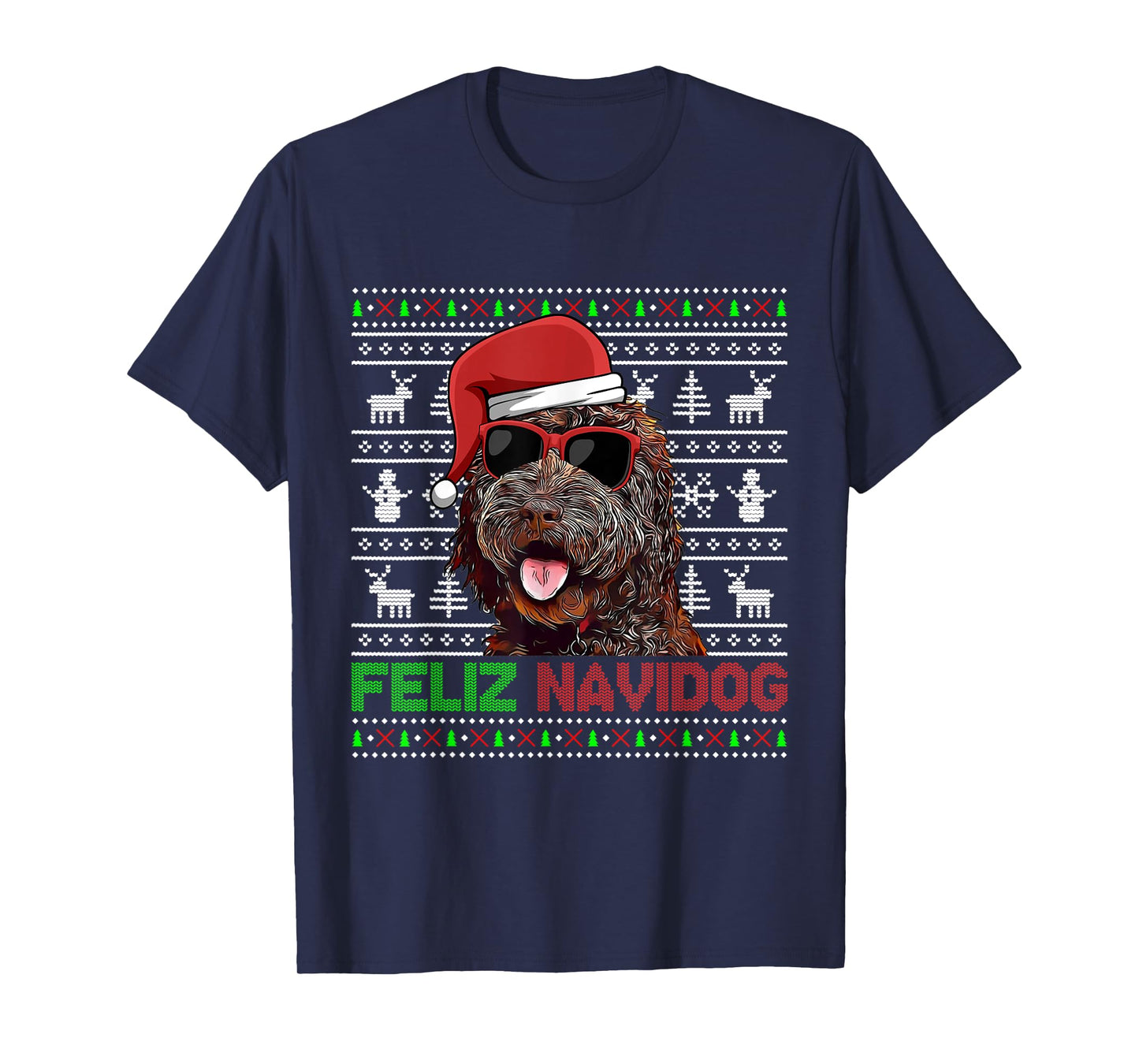 Barbet Dog Feliz Navidog Funny Christmas T-Shirt