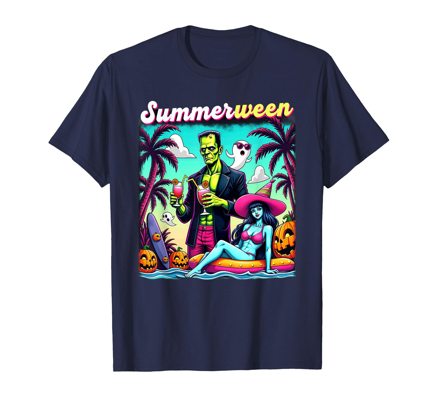 Summerween Summer Halloween Zombie Frankenstein Boo Ghost T-Shirt
