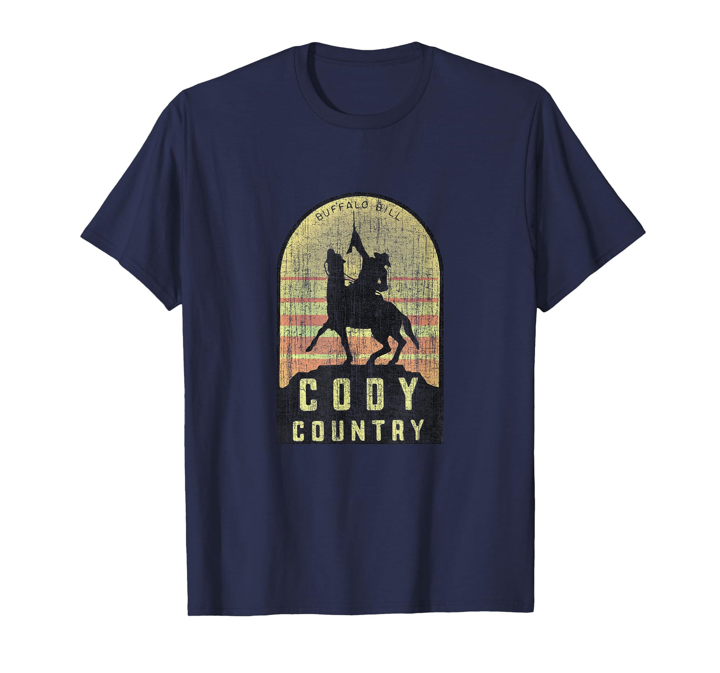 Vintage Cody Country T-Shirt - Unisex-Adults - Black - Small - Short Sleeve - Cotton 65%, Polyester 35%