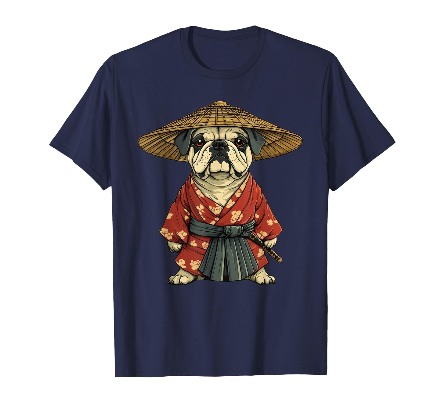 English Bulldog Dog Samurai Art T-Shirt
