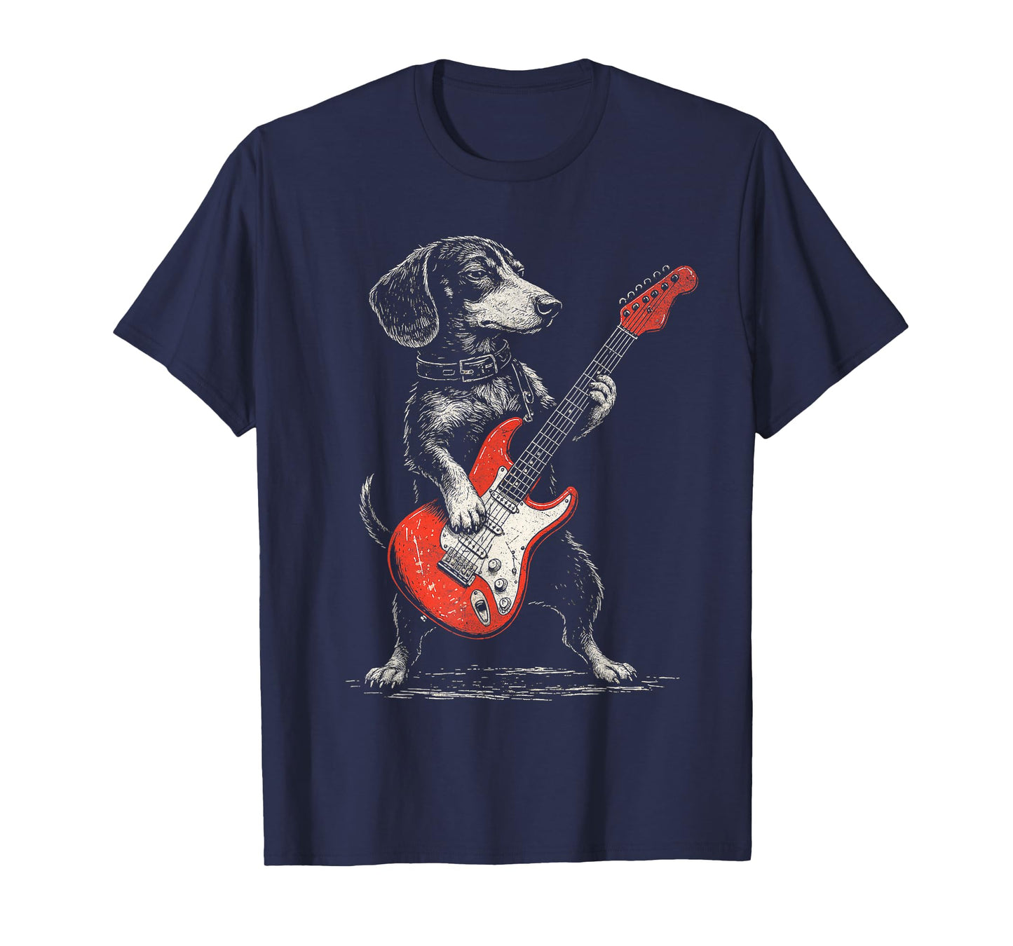 Rockin Vintage Dachshund Weenie with Guitar Gifts T-Shirt