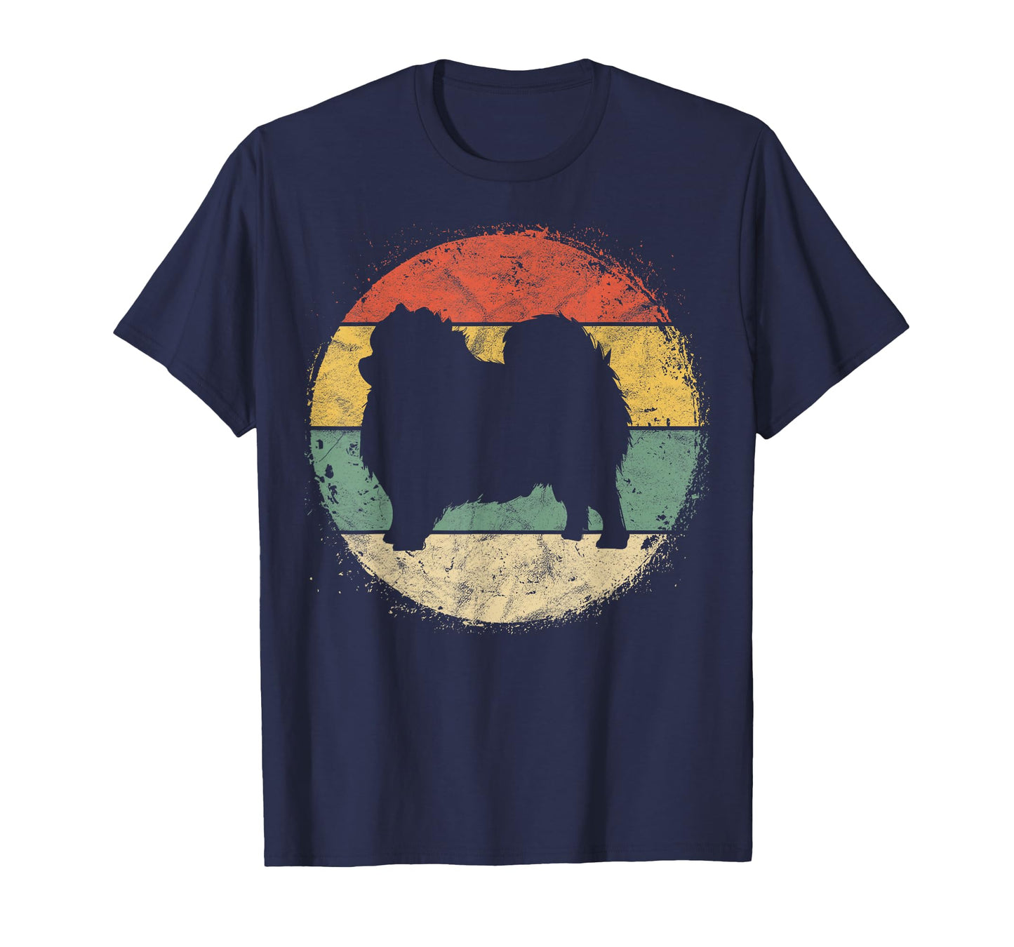 Circular Retro Pomeranian Owner Parents Pompom Dog Mom T-Shirt