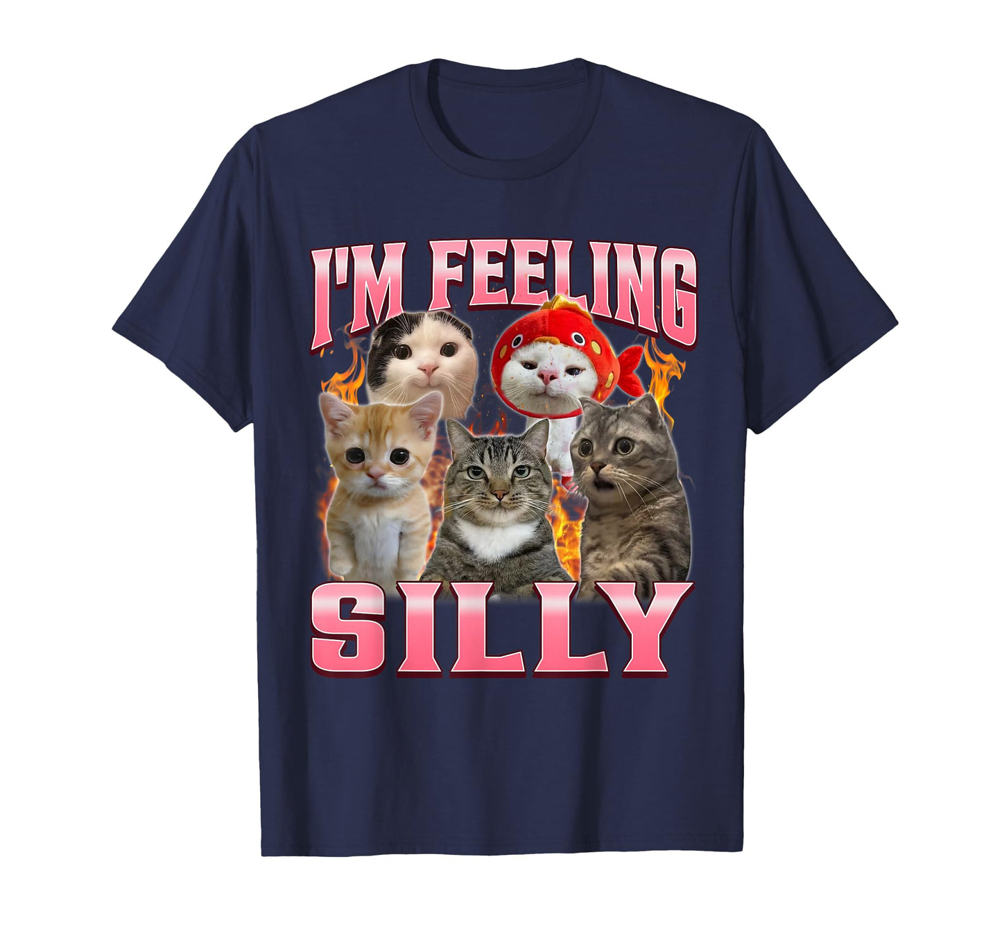 Funny I'm Feeling Silly Humor Cute Cat Meme Bootleg Graphic T-Shirt