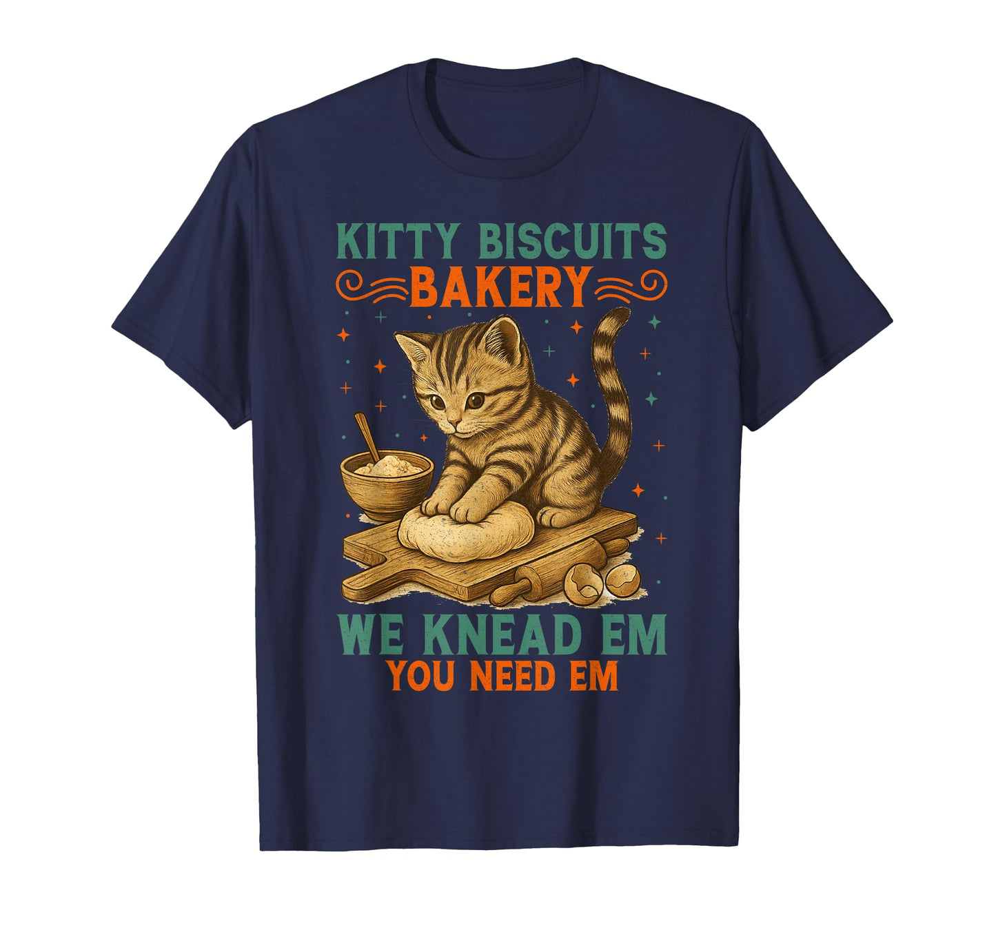Kitty Biscuits Kneading Cat Bakery Kawaii Chef Cat Lover T-Shirt
