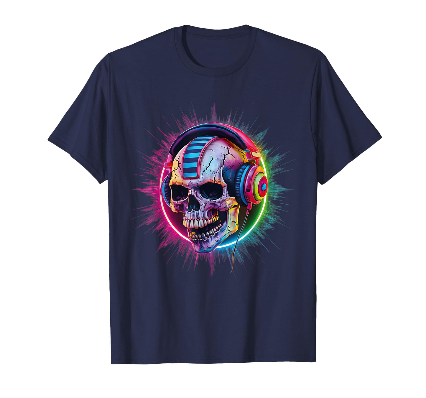 Skull Wearing Headphones Gamer Skeleton Gaming Graffiti T-Shirt