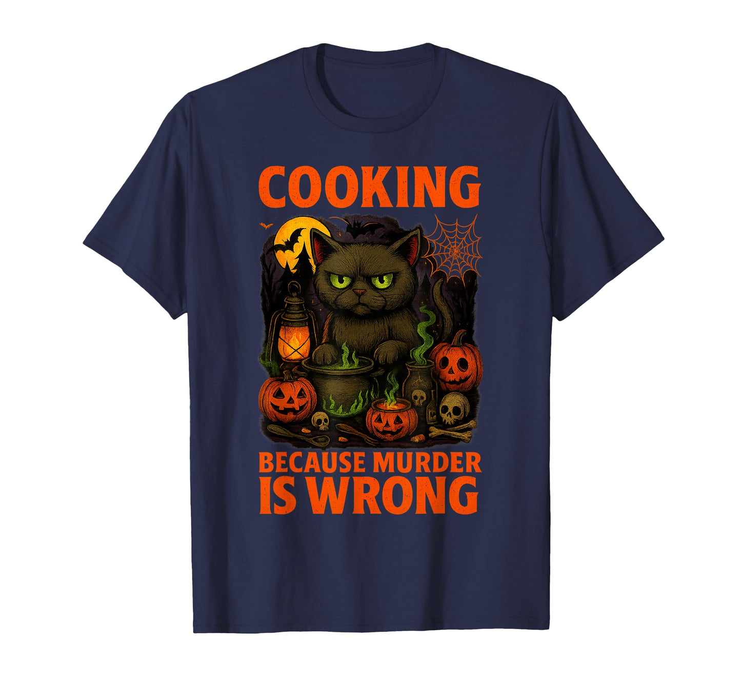 Halloween Cooking Cat Costume Funny Pun Spooky Design T-Shirt
