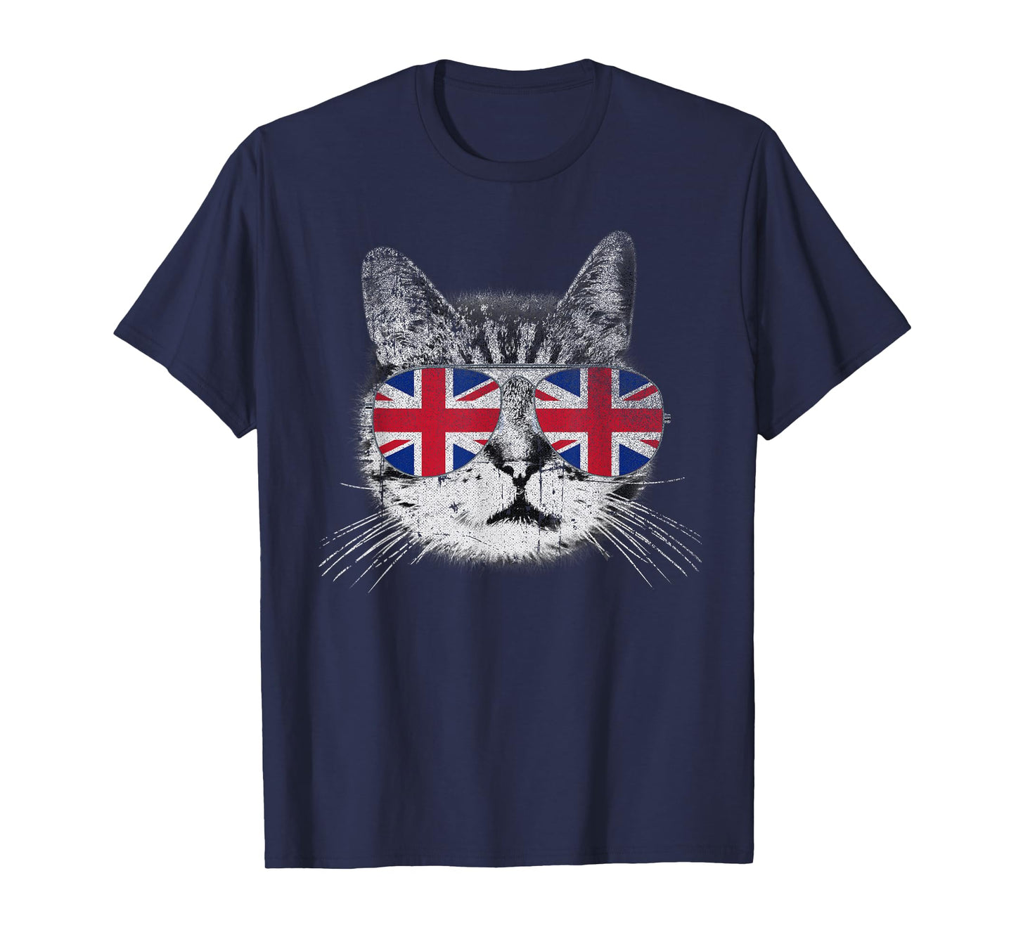Cat Shirt Union Jack Flag Country Retro England British UK T-Shirt